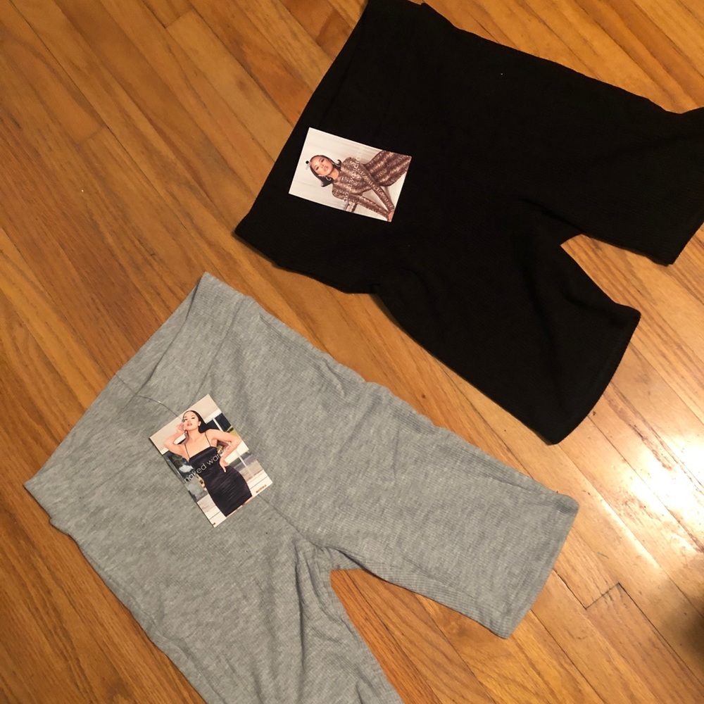 Pair of Ribbed Biker Shorts